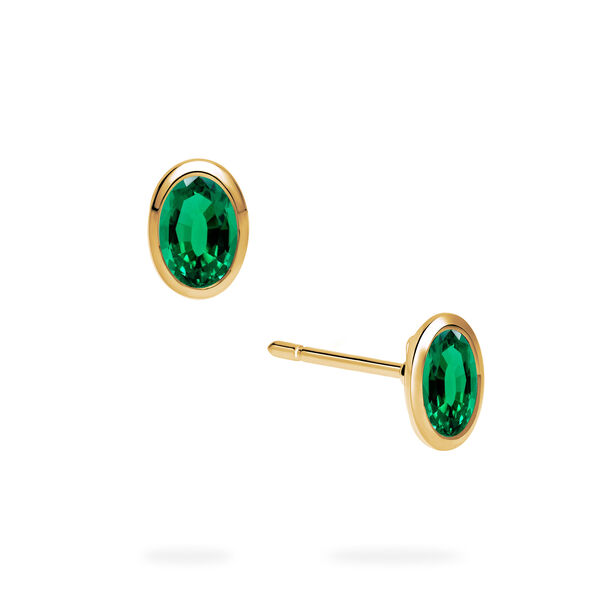 Yellow Gold Emerald Stud Earrings